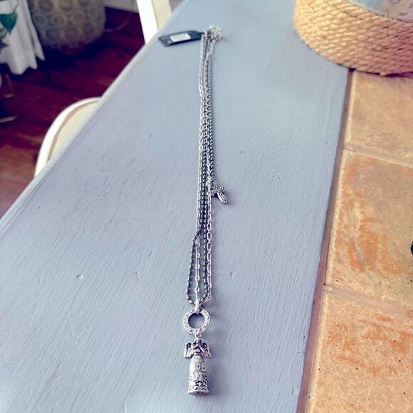 Jim Shore Silver Tone Angel Pendant Double Strand Necklace NEW - Picture 5 of 13